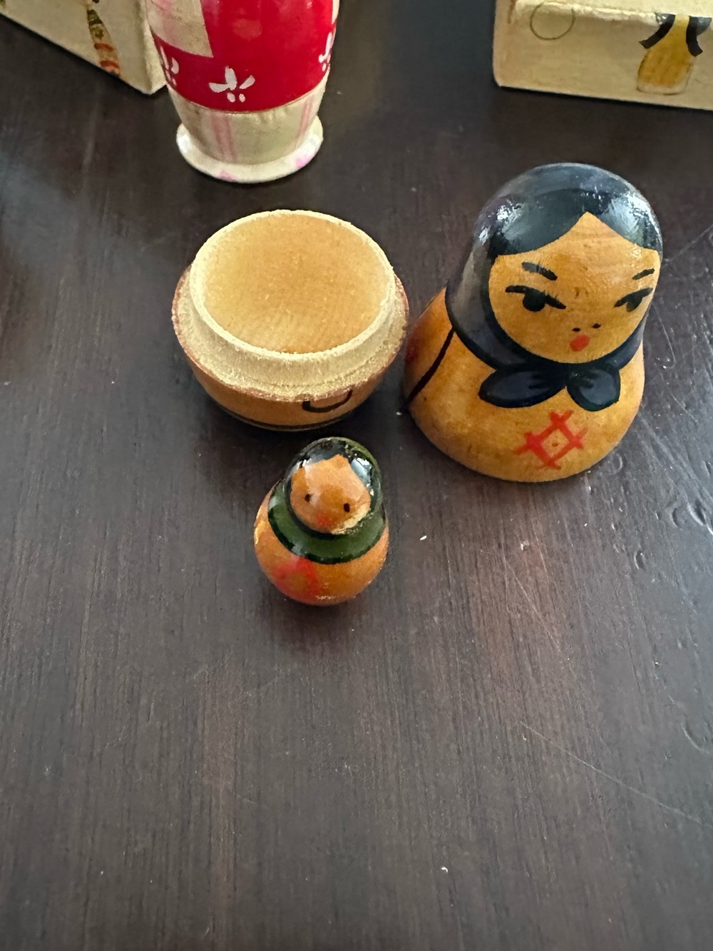 Hand-Painted Wooden Kokeshi Nesting Dolls Set - Multicolor - Picture 2 of 11